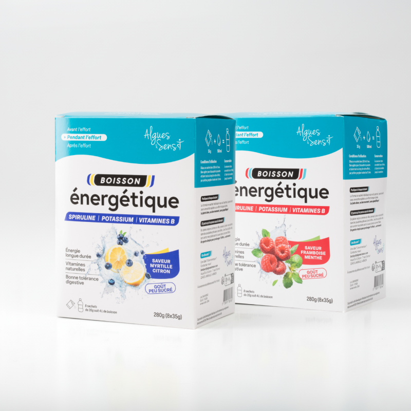 Boisson énergétique - Lot de 2 Menthe-Framboise et Myrtille-Citron